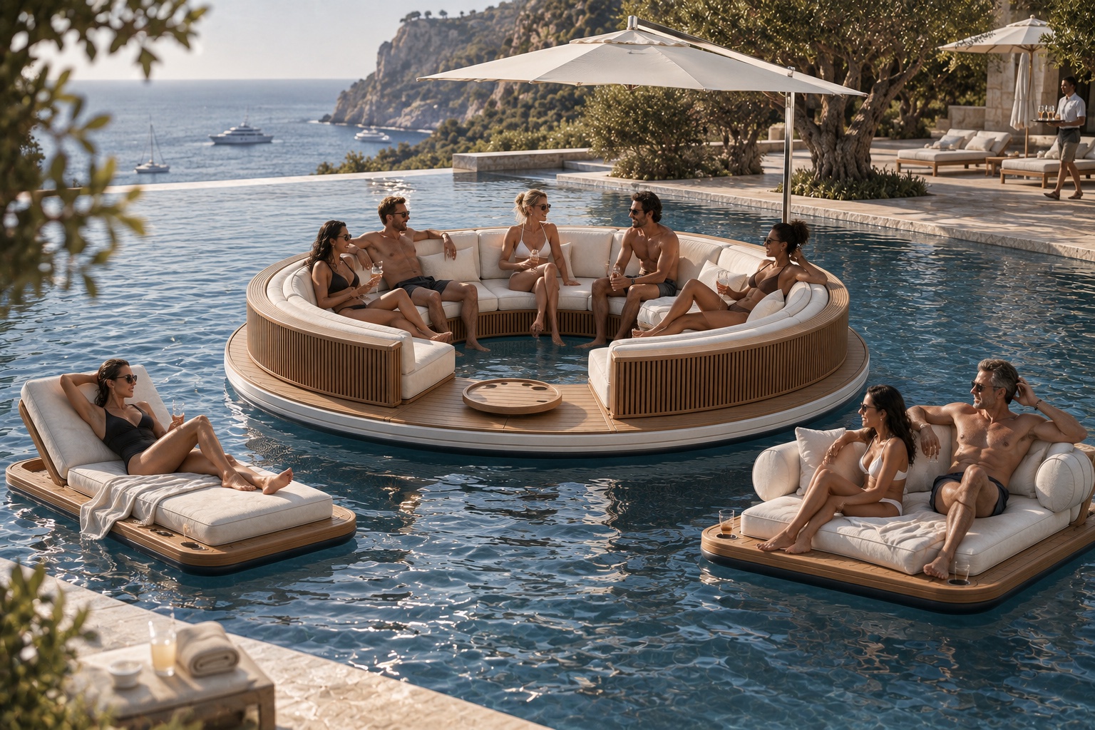 Float Couture salon, chaise and loveseat at a coastal hotel
